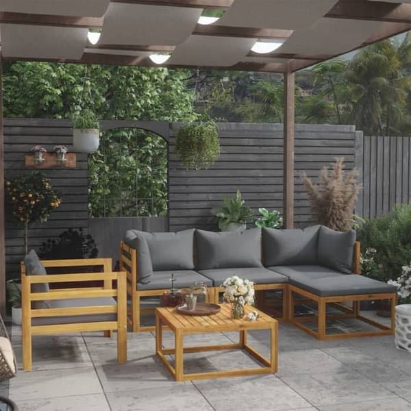Maison Exclusive - Havegruppe 6 stk med pude i solid akacietræ Ej specificerat