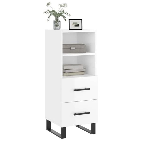 Maison Exclusive - Buffé Vit glänsande 34,5x34x90 cm Ingenjörsträ