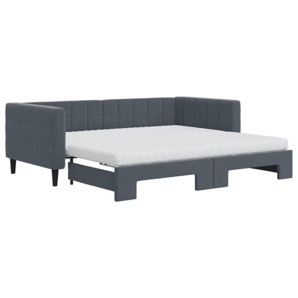 Maison Exclusive - Dagbädd med utdragssäng och mörkgrå madrass 90x190cm sammet Mörkgrå