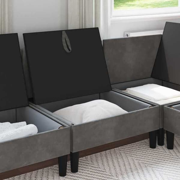 Maison Exclusive - Mellem sofa med opbevaring Mørkegrå Velour