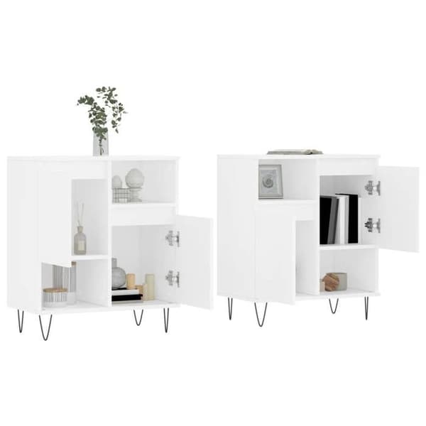Maison Exclusive - Buffeter 2 stk hvidt ingeniørtræ Vit