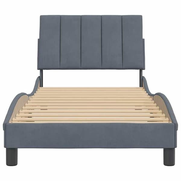 Maison Exclusive - Sängram utan madrass Hanko mörkgrå 90x200 cm sammet