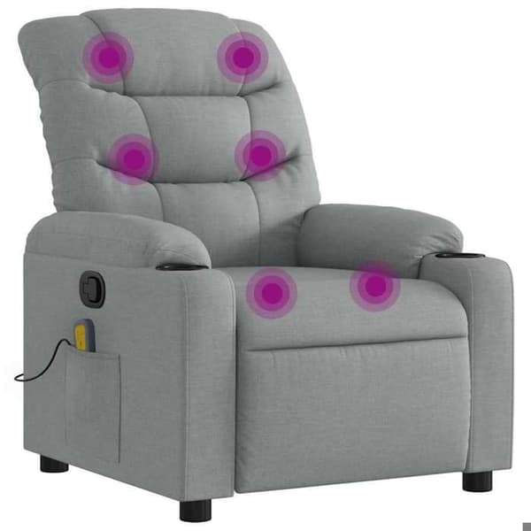 Maison Exclusive - Ljusgrå massagefåtölj med lutning i tyg Ljusgrått