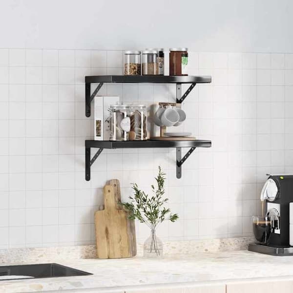 Maison Exclusive - Væghylder 2 stk 50x30 cm sort rustfrit stål Svart