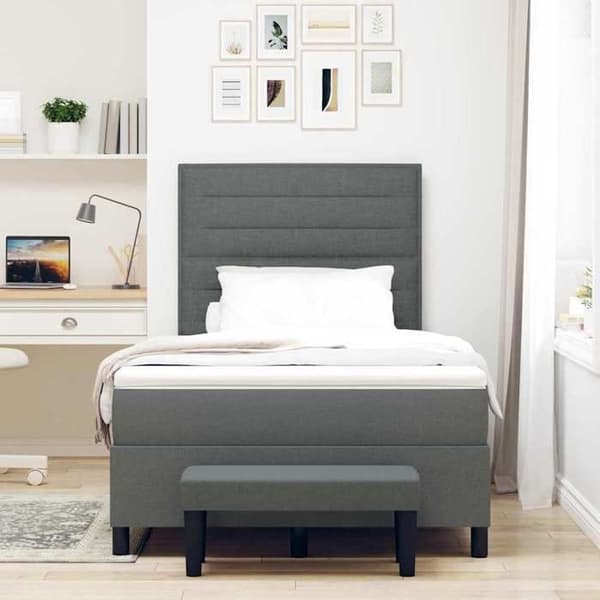 Sengestel med madras - EKSKLUSIV HUS - 120 x 190 cm - Mørkegrå - Justerbar hovedgærde Mörkgrå