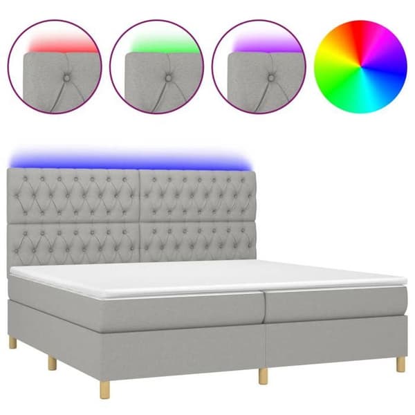 Maison Exclusive - Lamelseng madras og LED Lys Grå 200x200 cm