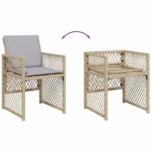 Maison Exclusive - Trädgårdsset med matbord och kuddar 7 delar beige polyrotting