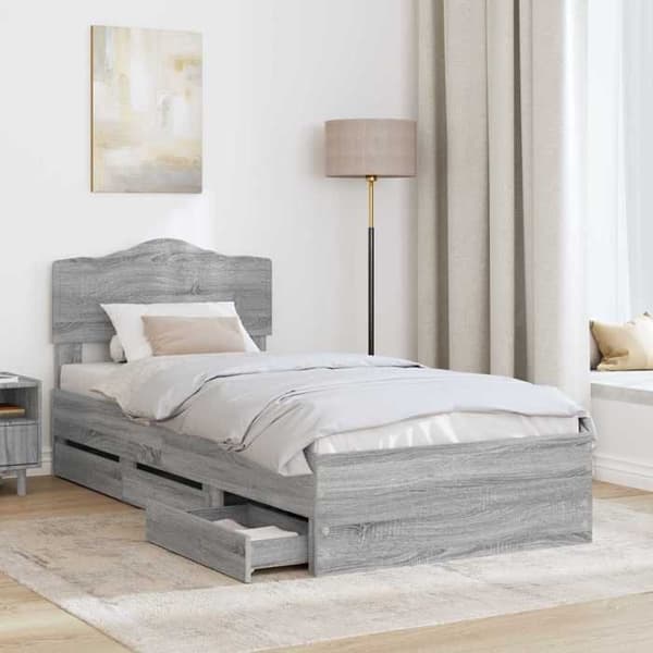 Maison Exclusive - Sängram Grå Sonoma 100 x 200 cm Ingenjörsträ