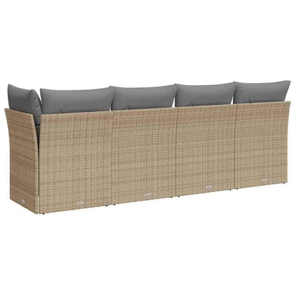 Trädgårdsoffmöbel - EXKLUSIVT HUS - 4 platser - Flätad resin - Avtagbara kuddar - Beige beige