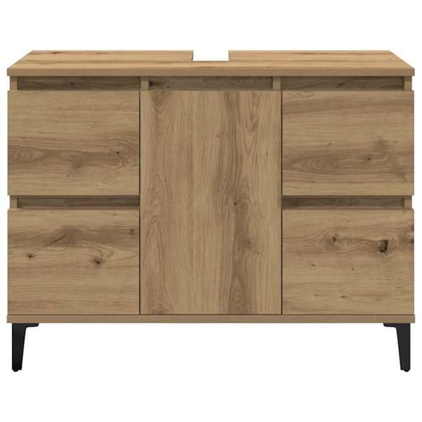 Maison Exclusive - Håndlavet egetræ vaskeskab 80x33x60 cm ingeniørtræ