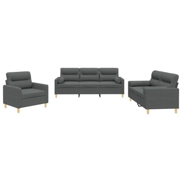 Maison Exclusive - Sæt af 3 sofaer med mørkegrå puder i stof