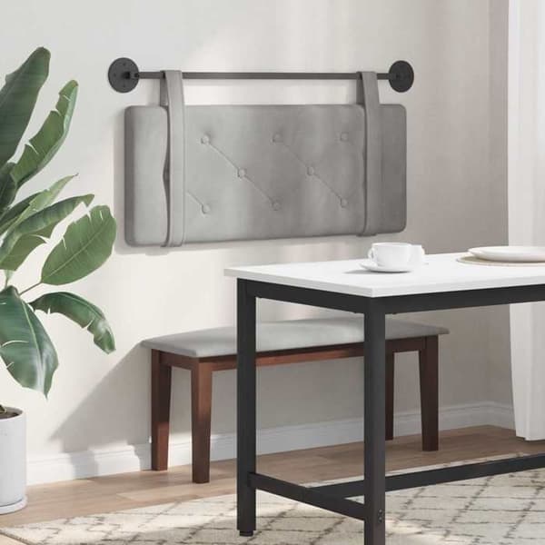 Maison Exclusive - Hängande sänggavel Ljusgrå Sammet Ljusgrått