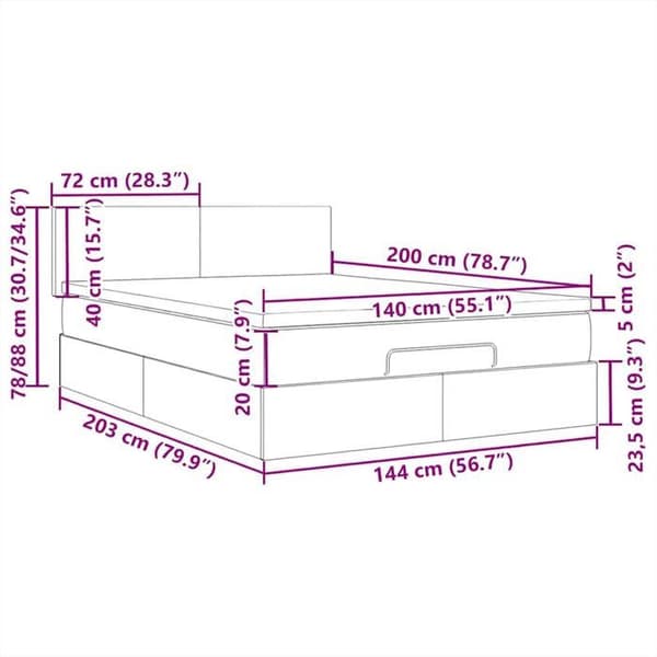 Maison Exclusive - LED-päätyharso Tummanharmaa 144x5x118/128 cm Sametti Mörkgrå