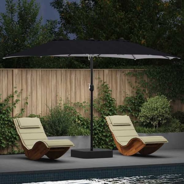 Hav parasol - MAISON EXCLUSIVE - 385 x 209 x 244 cm - Antracit - Polyester - Vippe & solcelle LED antracit