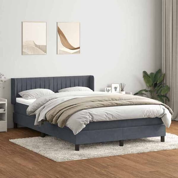 Maison Exclusive - Sängyn lattiapuut ja tummanharmaa patja 160x210cm sametti