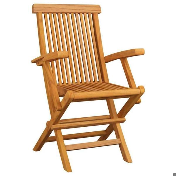 Trädgårdsstolar - EXKLUSIVT HEM - Set om 4 - Massivt teak - Fällbara - Röda kuddar Röd (kuddar)