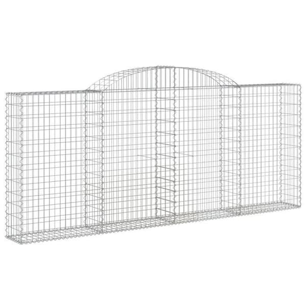 Gabionkorgar - Arqués 4 st - 300×30×120/140 cm - Galvaniserat stål - Tråd 3,5 mm silver-