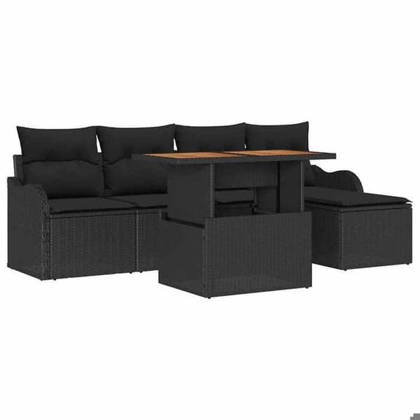 Maison Exclusive - 6 osan puutarhakalustesarja musta polyrottinki