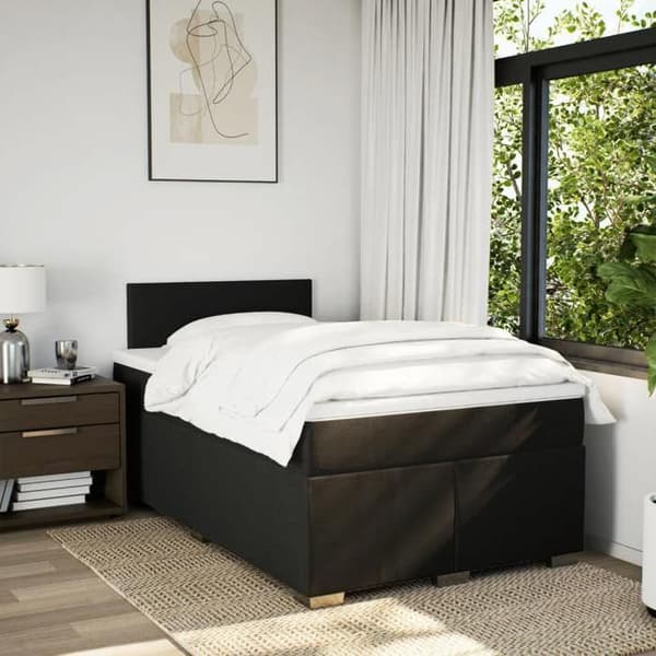Maison Exclusive - Seng med lameller og madras Sort 120x200 cm Stof