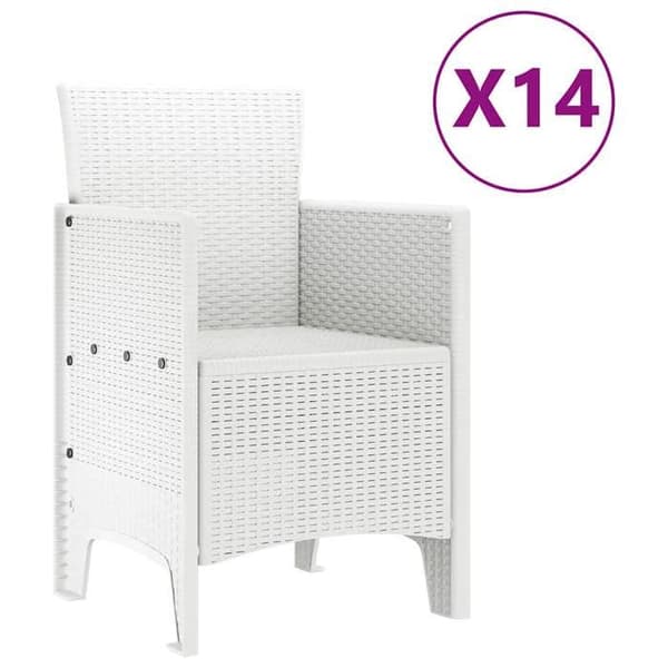 Ensemble bord och stolar - EXKLUSIV HEM - 15 delar - Vit - Poly rattan - 400×100 cm Vit