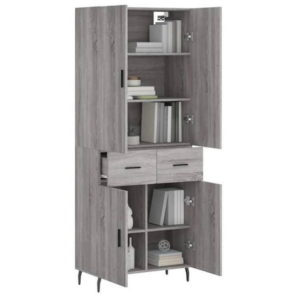 Maison Exclusive - Buffé hög Sonoma grå 69,5x34x180 cm Ingenjörsträ Sonoma grå