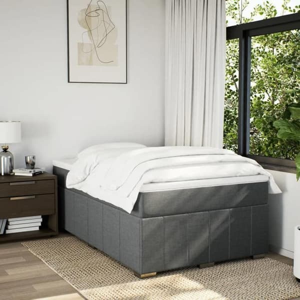 Maison Exclusive - Seng med lameller og madras Mørkegrå 120x200cm Stof