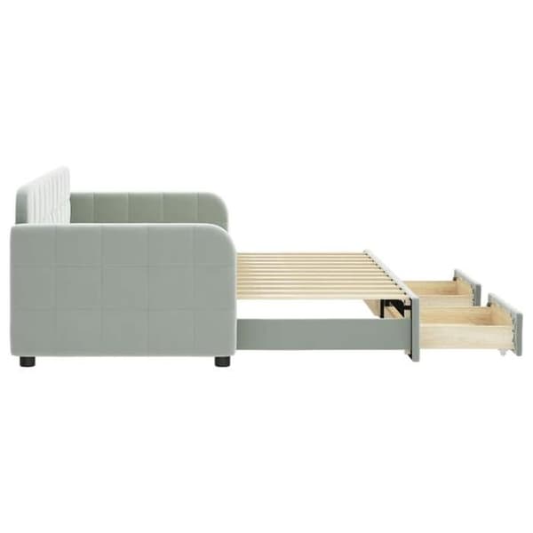 Päivävuode - EXCLUSIVE-KOTI - 80x200 cm - 2-in-1 vuodesohva (sohva+vuode) - 2 laatikkoa - Harmaa sametti