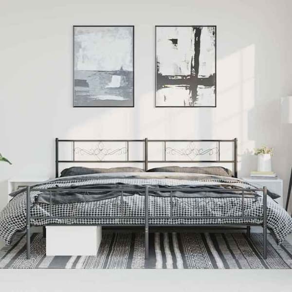 Maison Exclusive - Metal sengestel uden madras med sorte ben 193x203cm