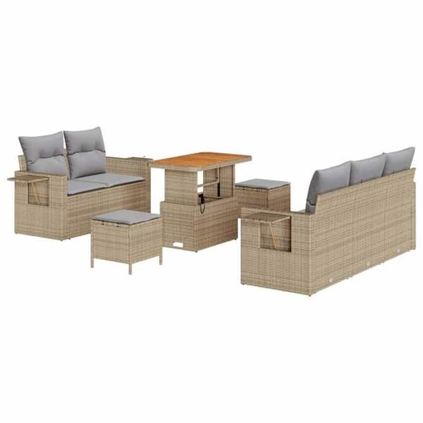 Maison Exclusive - 8 osan beige polyrottinkinen puutarhakalustesetti