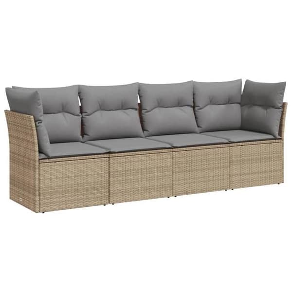 Maison Exclusive - Trädgårdsmöbler med kuddar 4 delar beige flätad resin