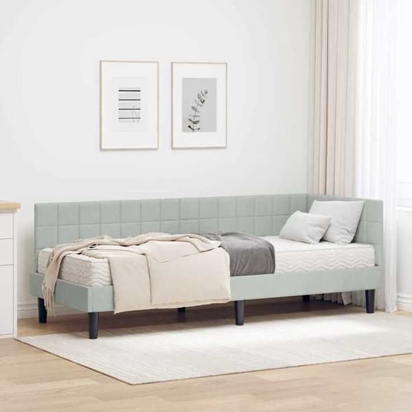 Maison Exclusive - Kulmasänky 2 osaa vaaleanharmaa 80 x 200 cm Ljusgrått