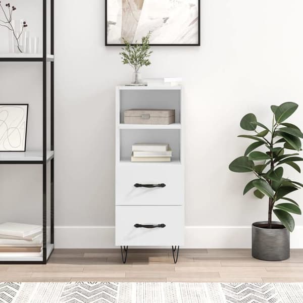 Maison Exclusive - Hvid glans buffet 34,5x34x90 cm Ingeniørtræ Vit