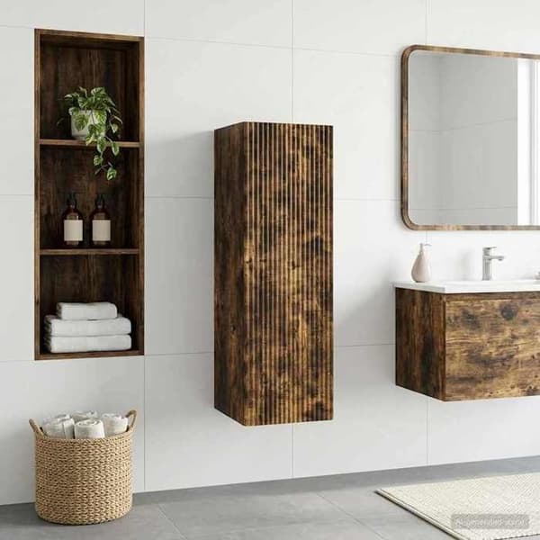 Maison Exclusive - Væghængt Badeværelsesskab Røget Eg 33 x 34,5 x 100 cm