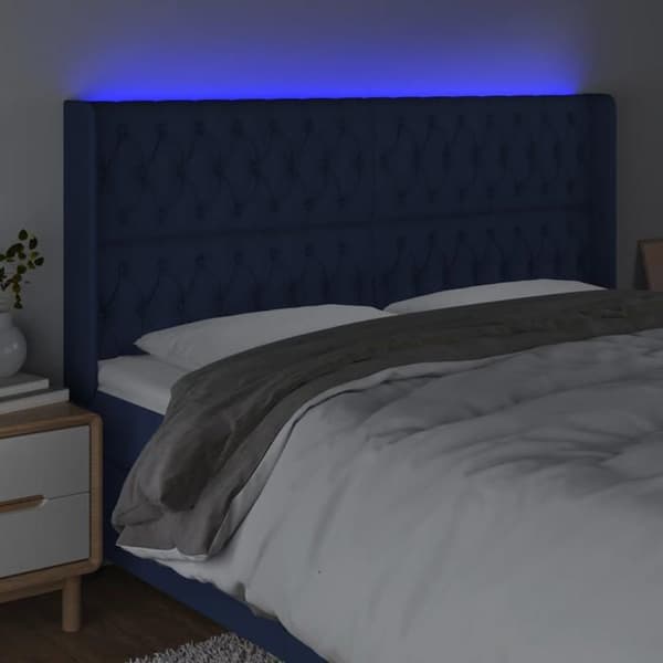 Maison Exclusive - LED-huvudgavel Blå 183x16x118/128 cm Tyg blå
