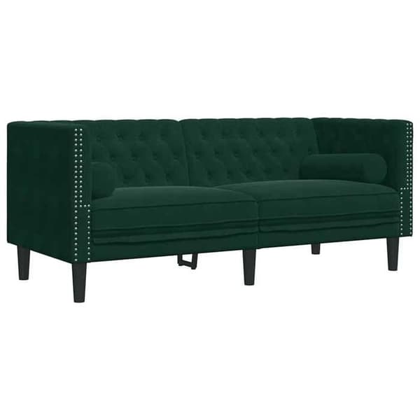 Maison Exclusive - Chesterfield-soffgrupp med 2 st mörkgrön kuddar Mörkgrön