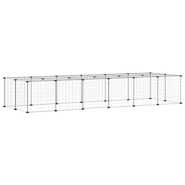 Maison Exclusive - Kæledyrbur med 28 paneler og dør Sort 210x70x35 cm