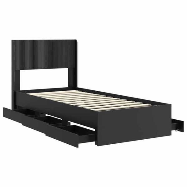 Maison Exclusive - Sengestel med opbevaring og hovedgærde Sort 100 x 200 cm