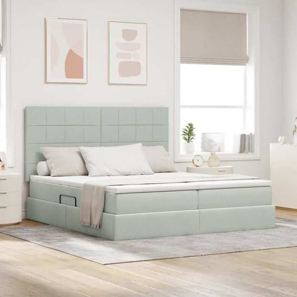 Maison Exclusive - Opbevaringsseng med lys grå opbevaring 180 x 200 cm Velour Ljusgrått