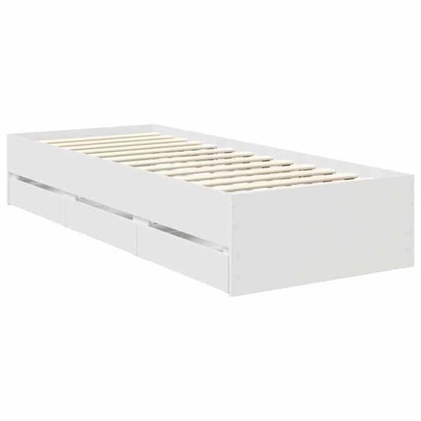 Sängram - EXKLUSIV HEM - 75 x 190 cm - Vit - Ingenjörsträ - Förvaringslåda Vit