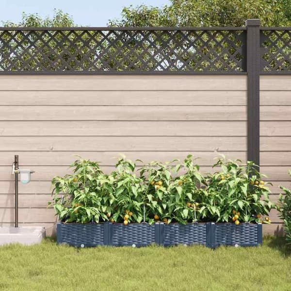 Jardiniär / Kruka - EXKLUSIV HEM - 160 x 40 x 22 cm - Pack 4 - Grå - Polypropen Grå