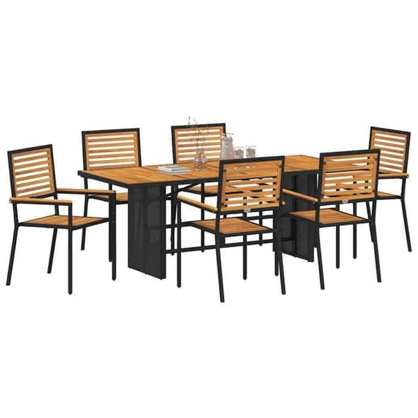 Maison Exclusive - 7 pc have spisebordssæt i sort og brun brun