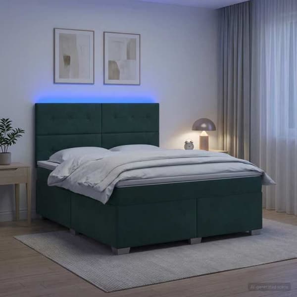 Maison Exclusive - Boxspring säng med mörkgrön madrass 140 x 190 cm Sammet Mörkgrön
