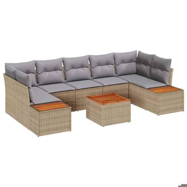 Maison Exclusive - 8-delars trädgårdsoff-set Beige Polyrotting