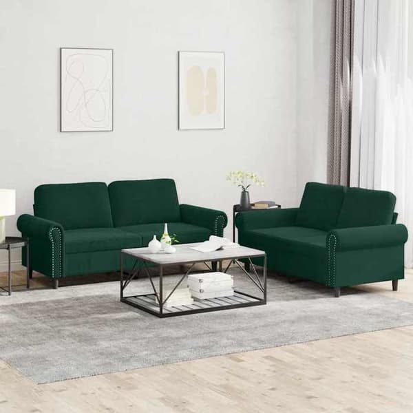 Maison Exclusive - Sæt af 2 sofaer med puder Mørkegrøn Velour