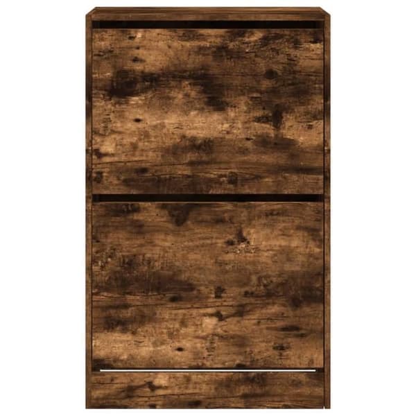 Skoarmoire - EKSKLUSIV HUS - 60x34x96,5 cm - Røget eg - Ingeniørtræ - 2 foldbare skuffer Rökt ek