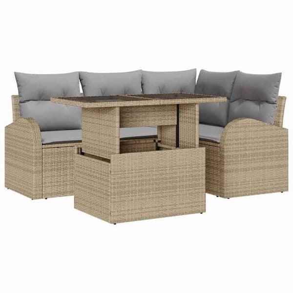 Maison Exclusive - 5-osainen puutarhakalustesarja 4-hengen Beige