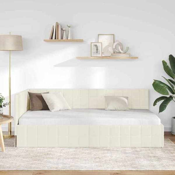 Maison Exclusive - Kulmasänky Creme 90 x 200 cm Sametti Grädde