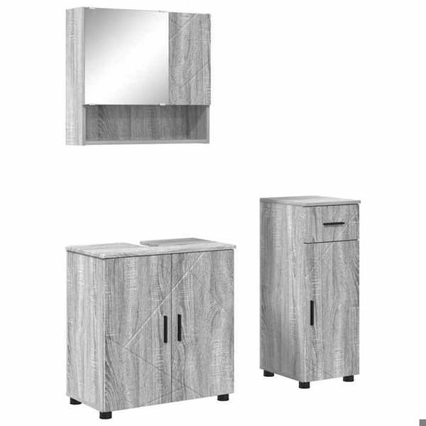 Badrumsmöbel - EXKLUSIV HEM - 3-delarsset - Sonoma grå - Spånskivor - Väggmonterad Gris Sonoma