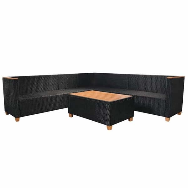 Maison Exclusive - Trädgårdsmöbler 5 delar med kuddar i svart flätad resin