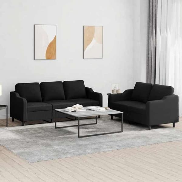 Maison Exclusive - Sæt af 2 sofaer med puder Sort Stof